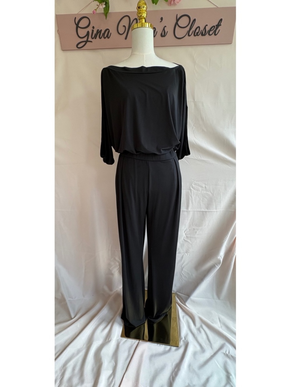 Grace Karin Women's Black Long Sleeve Jumpsuit with Elastic Waist, Size XXL